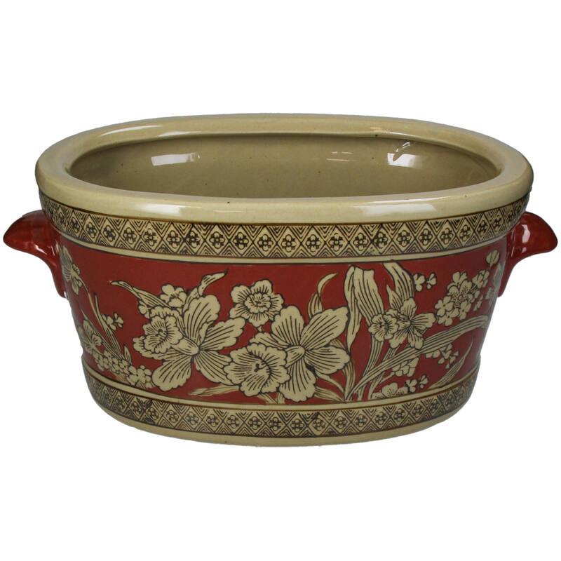 BASE OVALADA PORCELANA CON ASAS TERRA FLORES