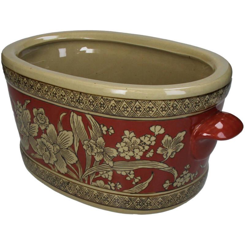 BASE OVALADA PORCELANA CON ASAS TERRA FLORES PERFIL