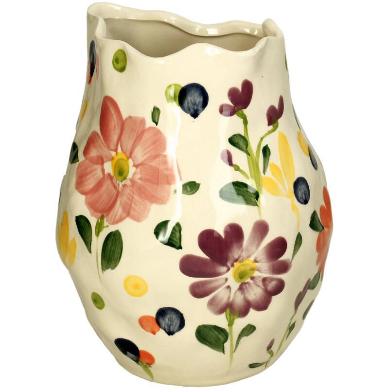 JARRON CERAMICA FLORES PINTADAS