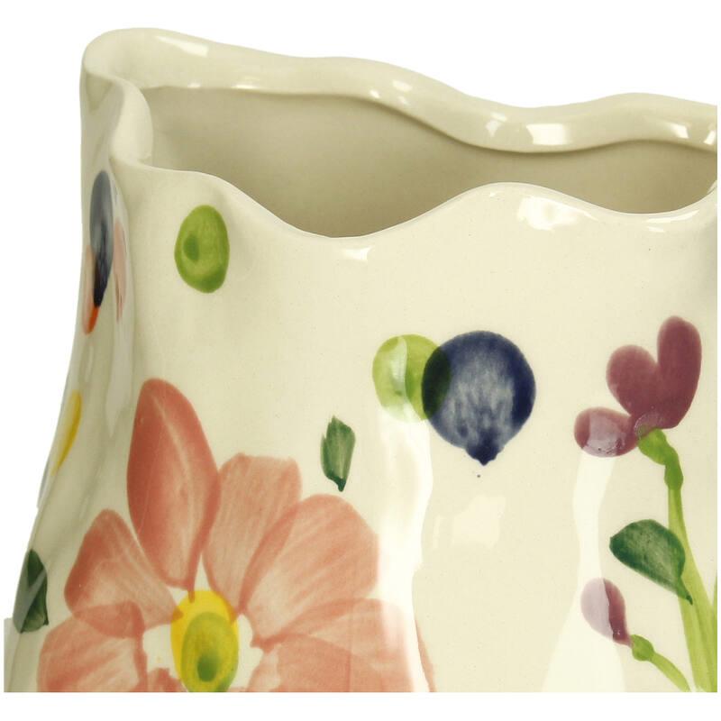 JARRON CERAMICA FLORES PINTADAS DETALLE