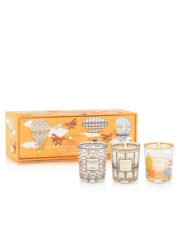 BRUSSELS-ROMA-ST.TROPEZ ESTUCHE TRIO TRAVEL CANDLES BAOBAB