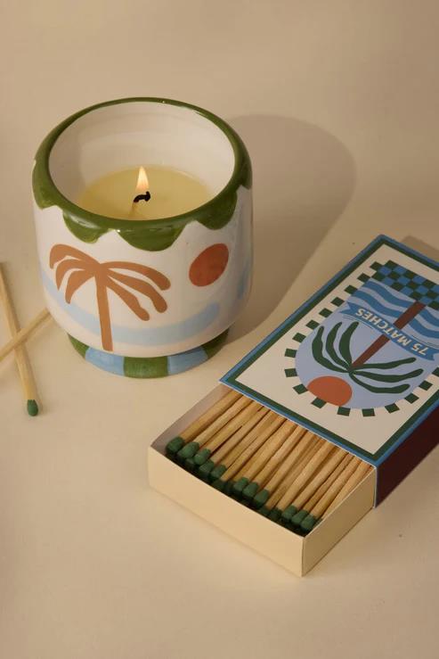 VELA CERAMCA Y CERILLAS ADOPO PALMERA