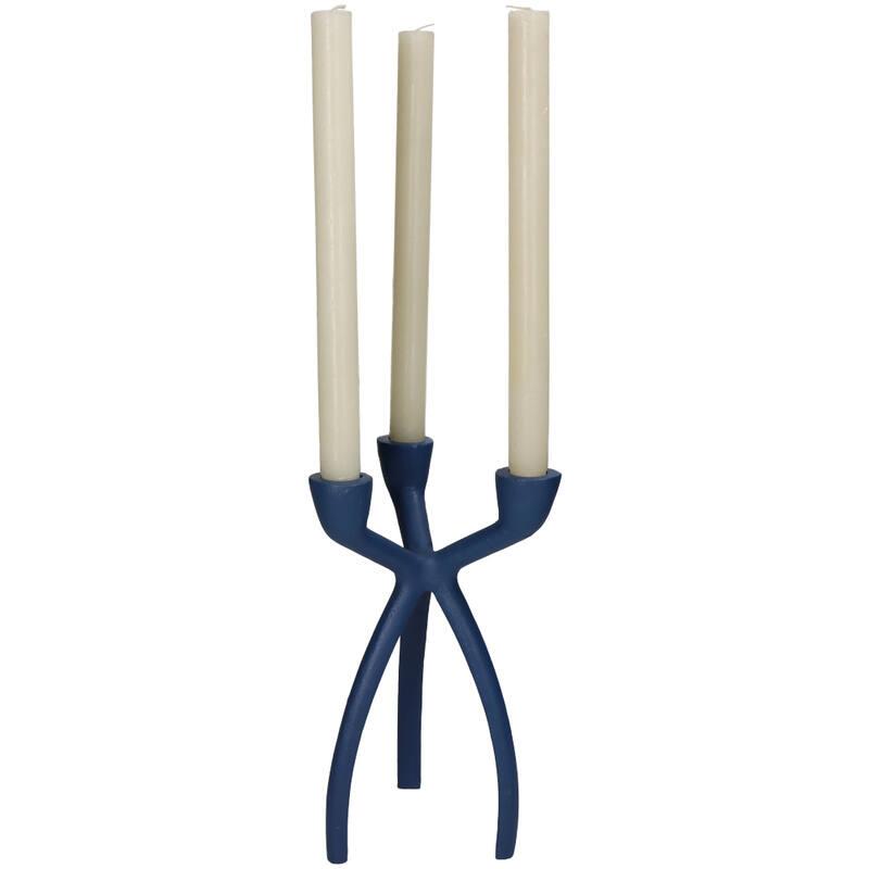 CANDELABRO 3 PATAS META AZUL (VELAS NO INCLUIDAS)