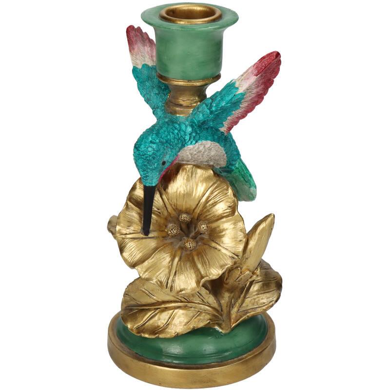 CANDELABRO PAJARO MULTICOLOR P 10x9x18cm