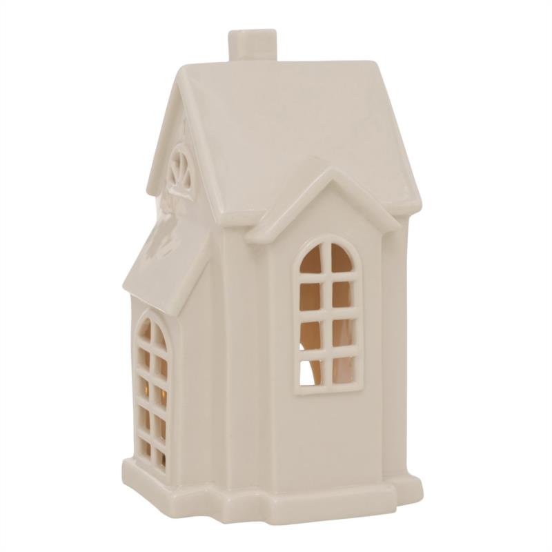 PORTAVELAS WILLMA CASITA CERAMICA BLANCA MODELO II