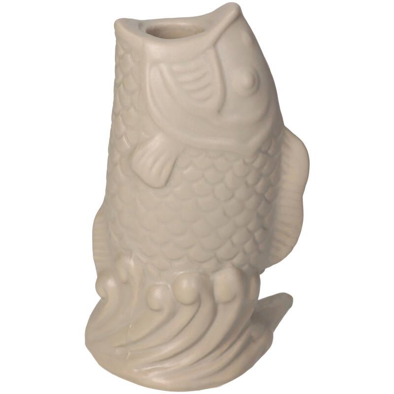 CANDELABRO PEZ CERAMICA BEIGE