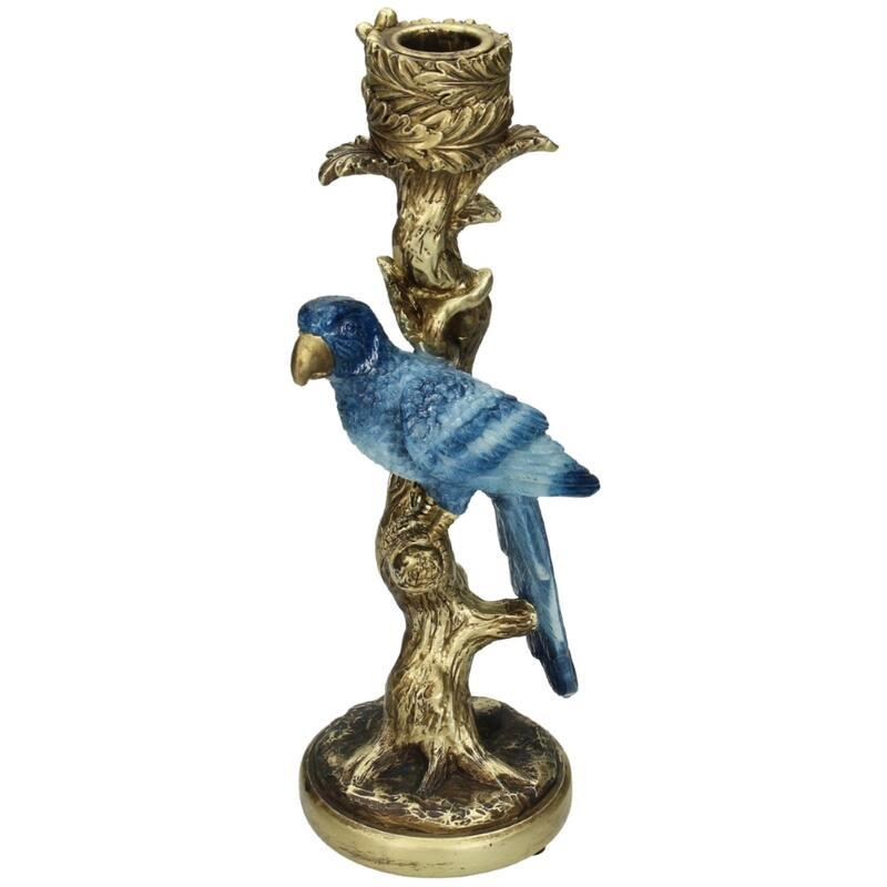 CANDELABRO PAJARO AZUL 26x9x11cm