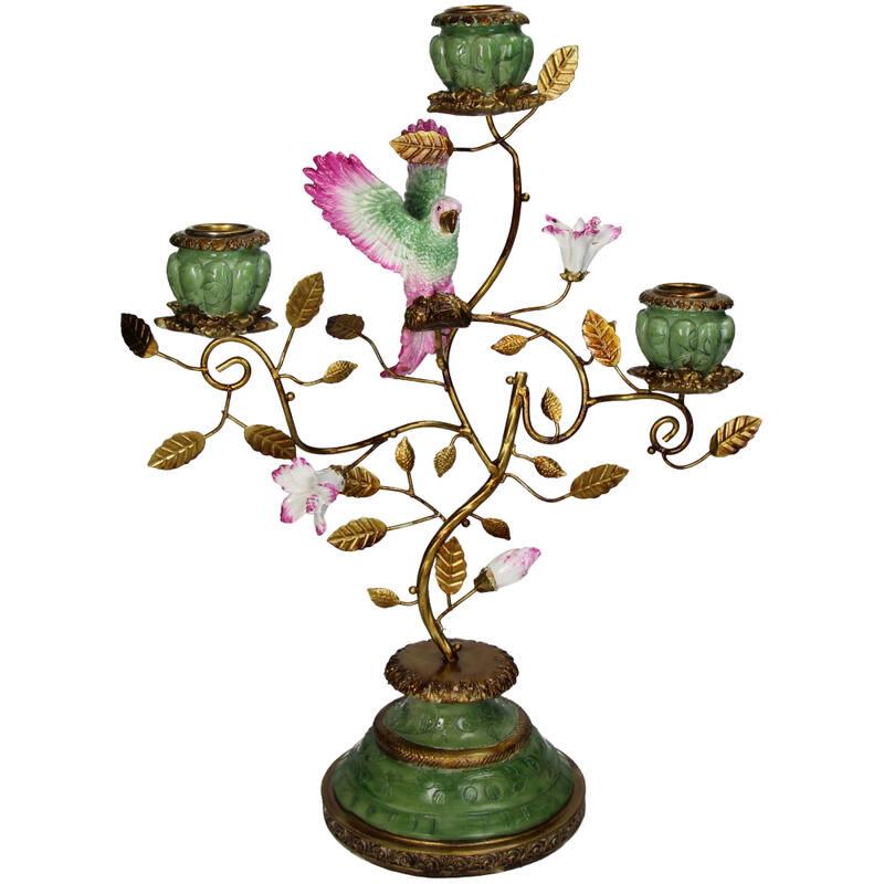 CANDELABRO PAJARO Y FLORES