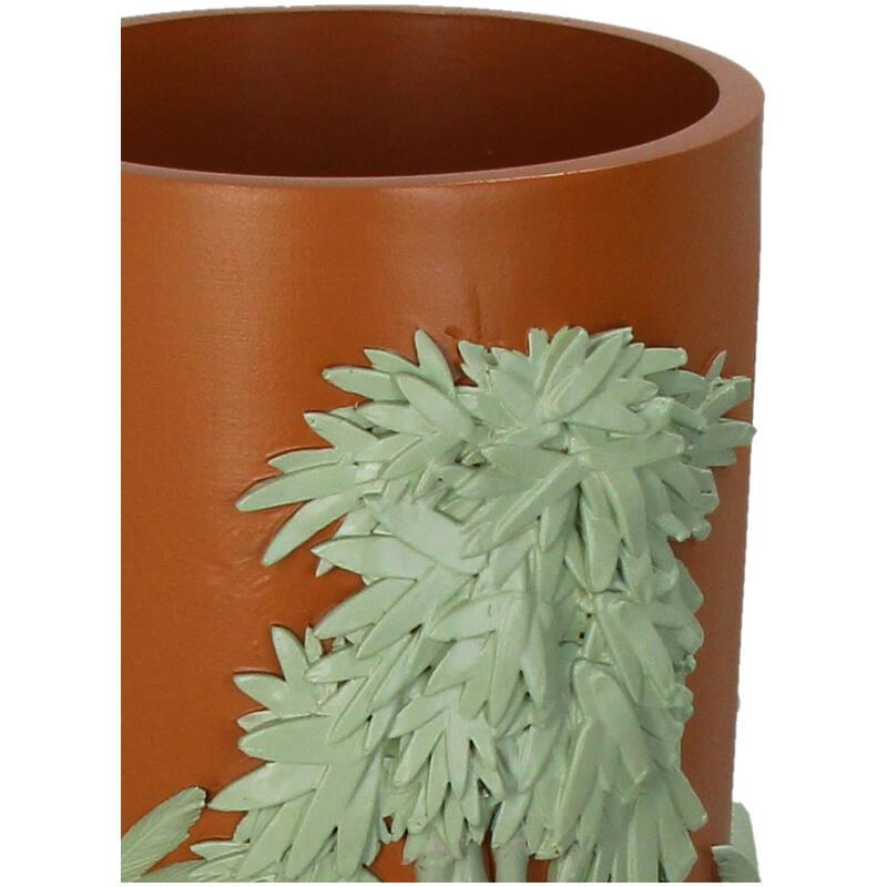 JARRON RESINA PALMERAS MARRON/VERDE DETALLE