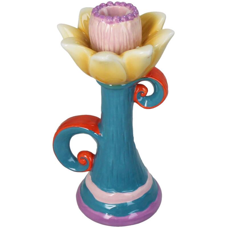 CANDELABRO CERAMICA FLOR MULTICOLOR