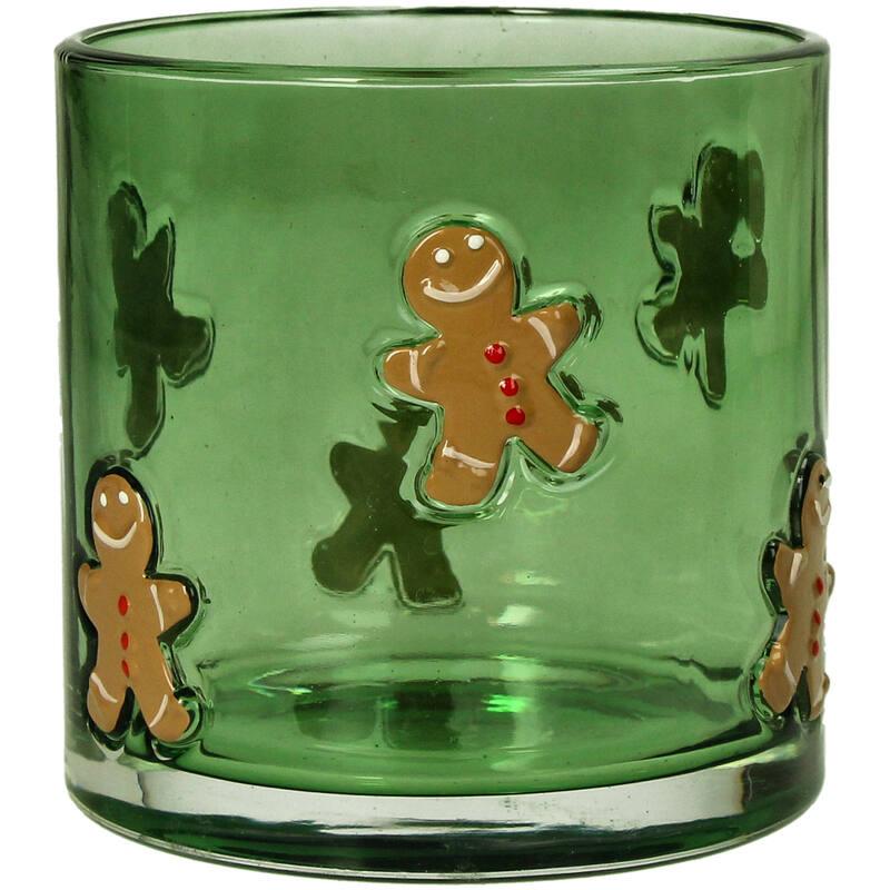 MACETA PORTAVELAS CRISTAL VERDE GALLETAS DE JENGIBRE