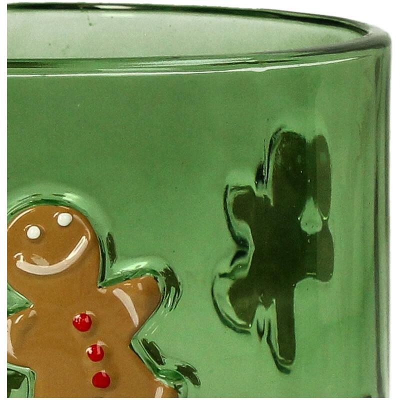 MACETA PORTAVELAS CRISTAL VERDE GALLETAS DE JENGIBRE DETALLE