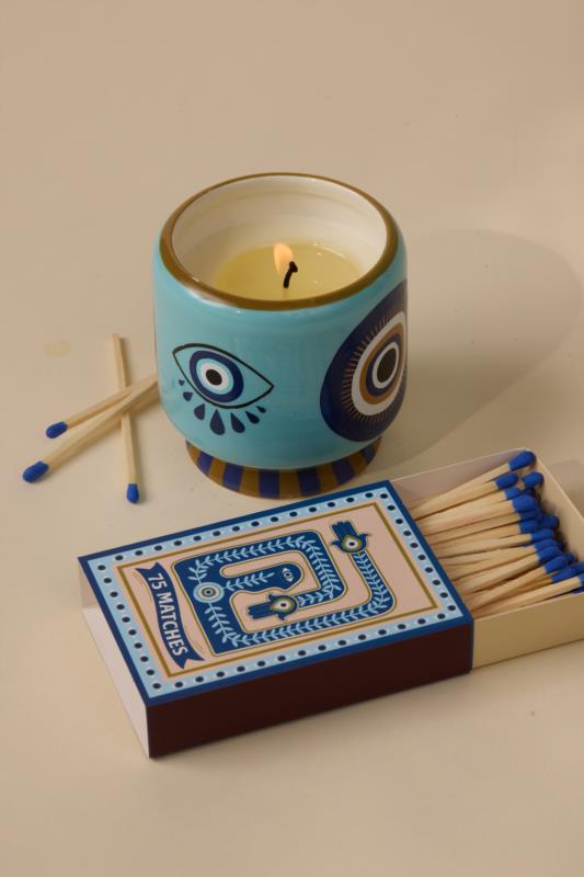 VELA CERAMICA Y CERILLAS ADOPO EYE