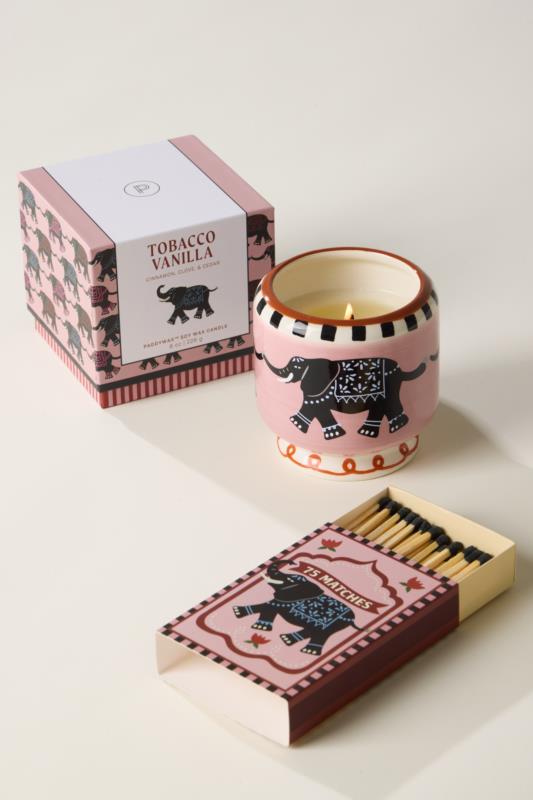 VELA CERAMICA Y CERILLAS ADOPO ELEPHANT TOBACCO VANILLA