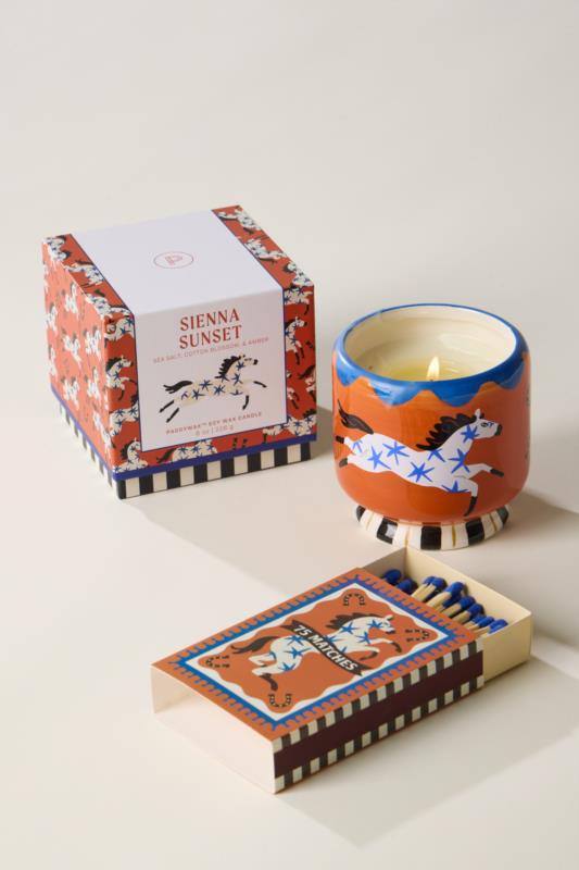 VELA CERAMICA Y CERILLAS ADOPO HORSE BLUE