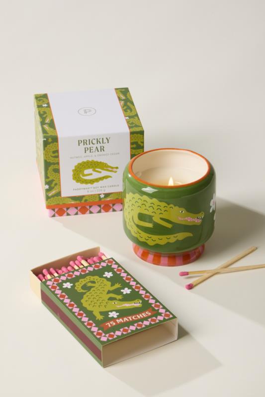 VELA CERAMICA Y CERILLAS ADOPO CROCODILE PRICKLY PEAR