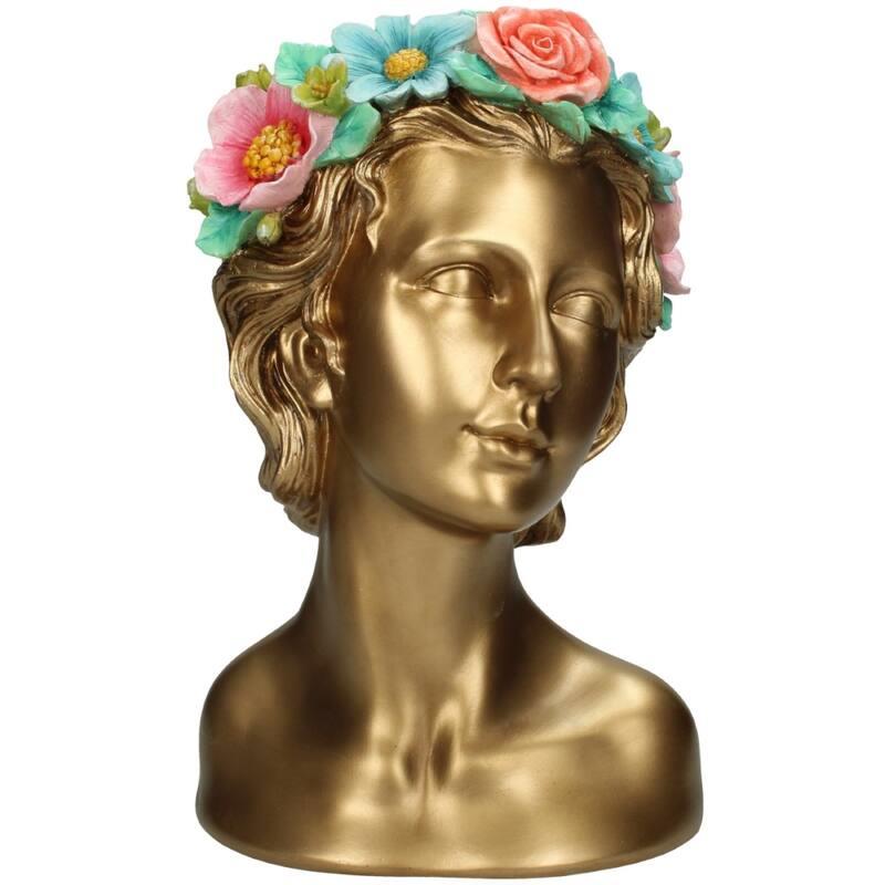 BASE RESINA DORADA MUJER CORONA FLORES