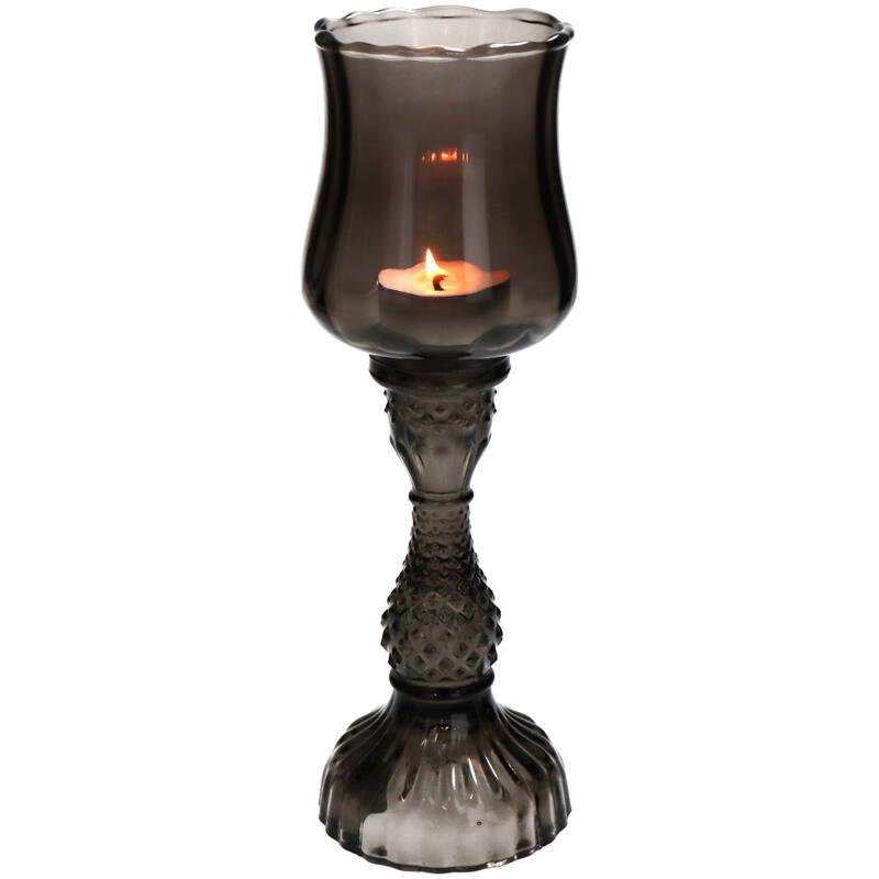 PORTAVELAS COPA CRISTAL NEGRO CON VELA
