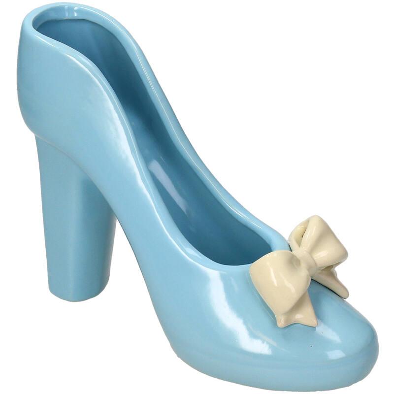 BASE CERAMICA ZAPATO AZUL CON LAZO