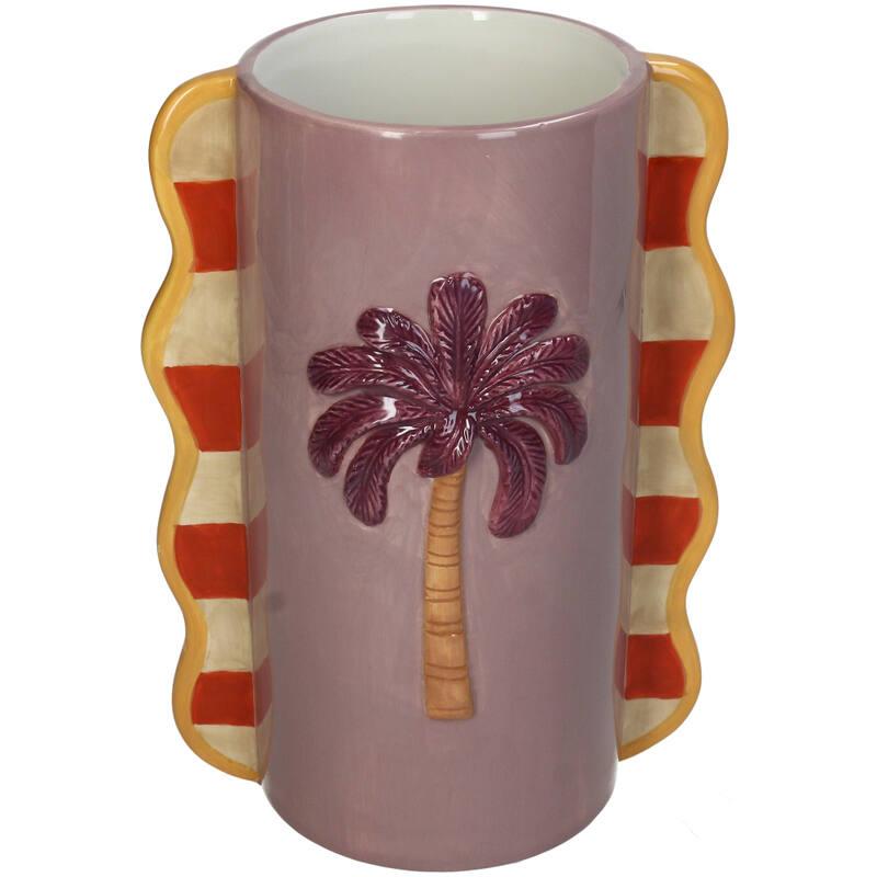 JARRON CERAMICA ONDAS PALMERA MORADA
