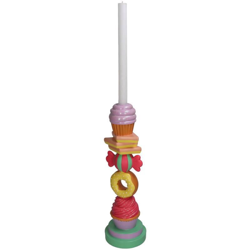 CANDELABRO RESINA CARAMELOS CON VELA