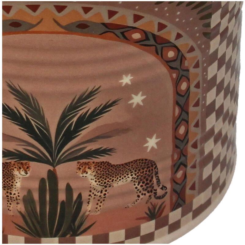 MACETA CERAMICA PALMERA Y LEOPARDOS DETALLE