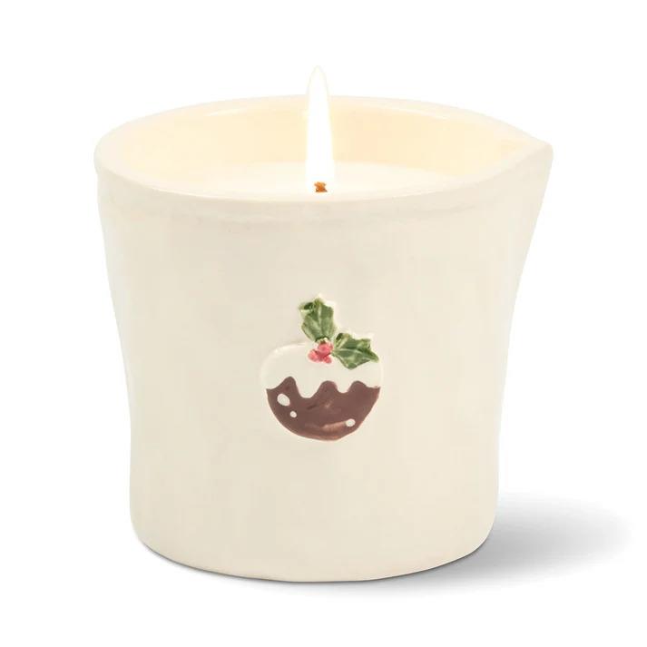 VELA CERAMICA BISTRO CHRISTMAS PUDING ENCENDIDA
