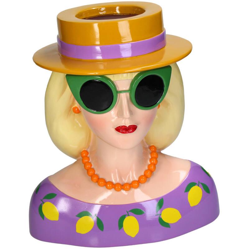 BASE RESINA MUJER RUBIA CON SOMBRERO NARANJA