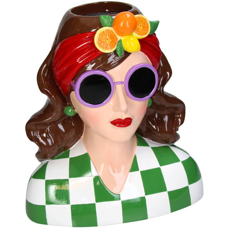 BASE RESINA MUJER CASTAÑA CON DIADEMA DE FRUTAS