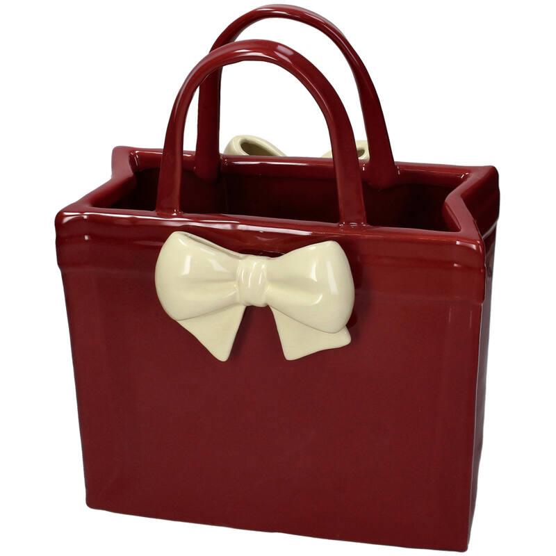 BASE CERAMICA BOLSO GRANATE CON LAZO