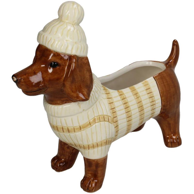 BASE MACETA PERRO SALCHICHA CON JERSEY