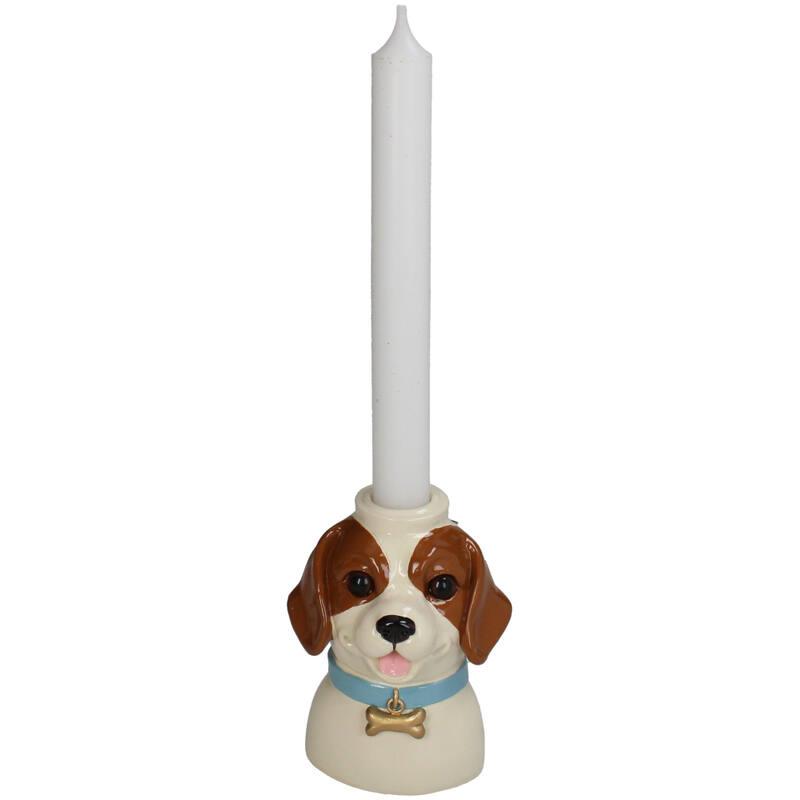 CANDELABRO RESINA PERRITO CON VELA